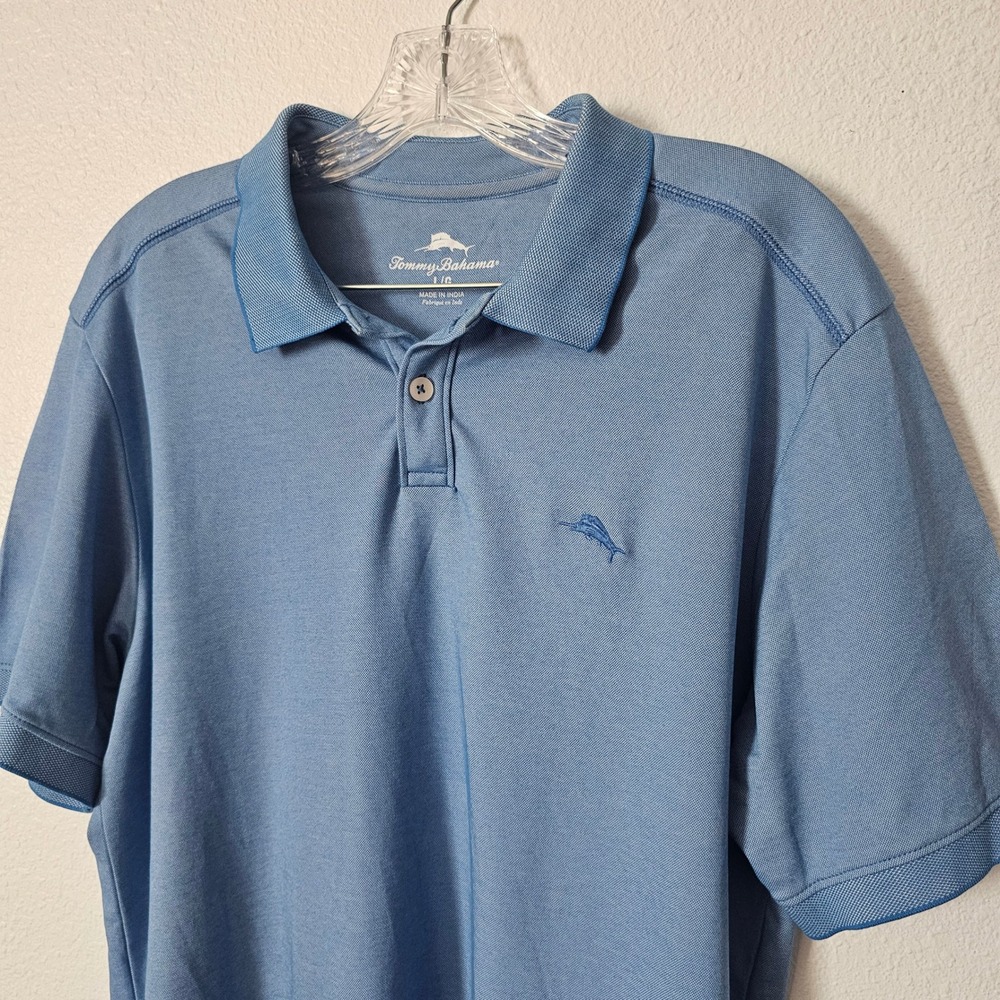 Tommy Bahama Mens Blue Short Sleeve Marlin Logo Polo Shirt Large